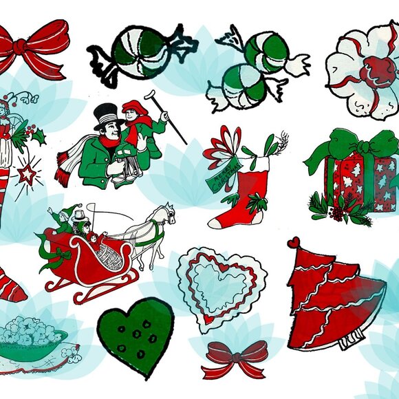 Lot 50 Christmas Die Cuts Unique Junk Journal Scrapbooking Supplies Ephemera u - Picture 9 of 12